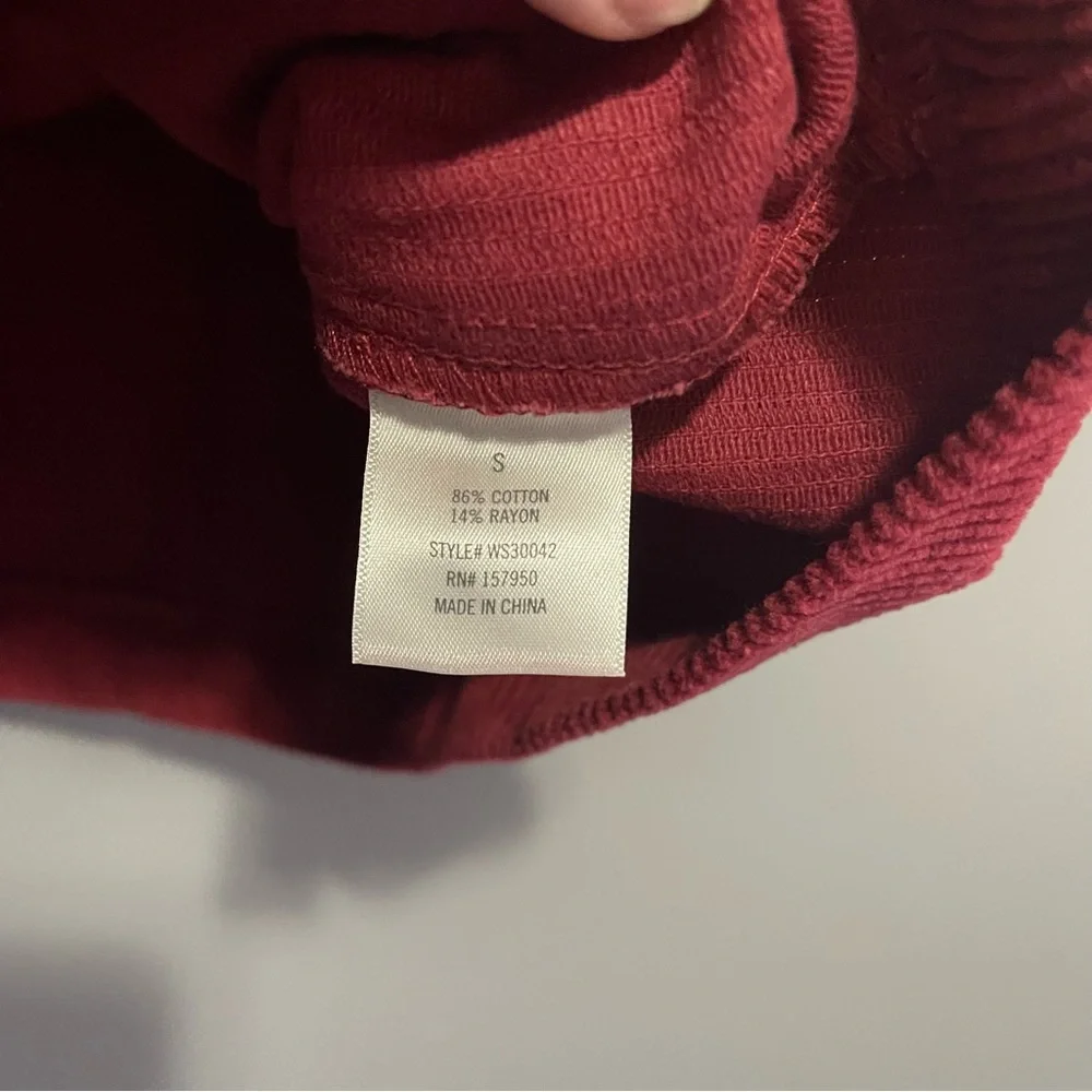 Burgundy Corduroy & Buttons Mini Skirt - Picture 7 of 9